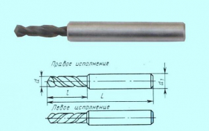 Сверло d  4,4х16х56 ц/х ВК8 цельное стальной ут. хв. dхв. 7,0 ГОСТ17273